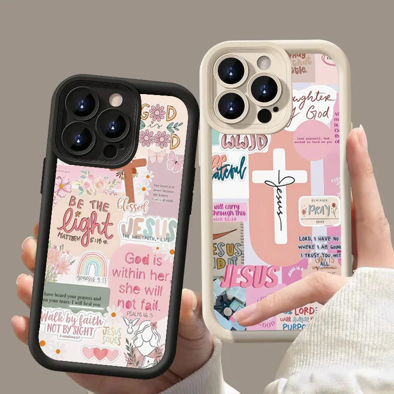 Phone Cases Jesus - Slogan With Pink Cross Graphic Phone