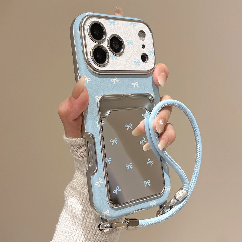 Phone Cases With Wallet - Cute Bow Mirror Card Holder Phone