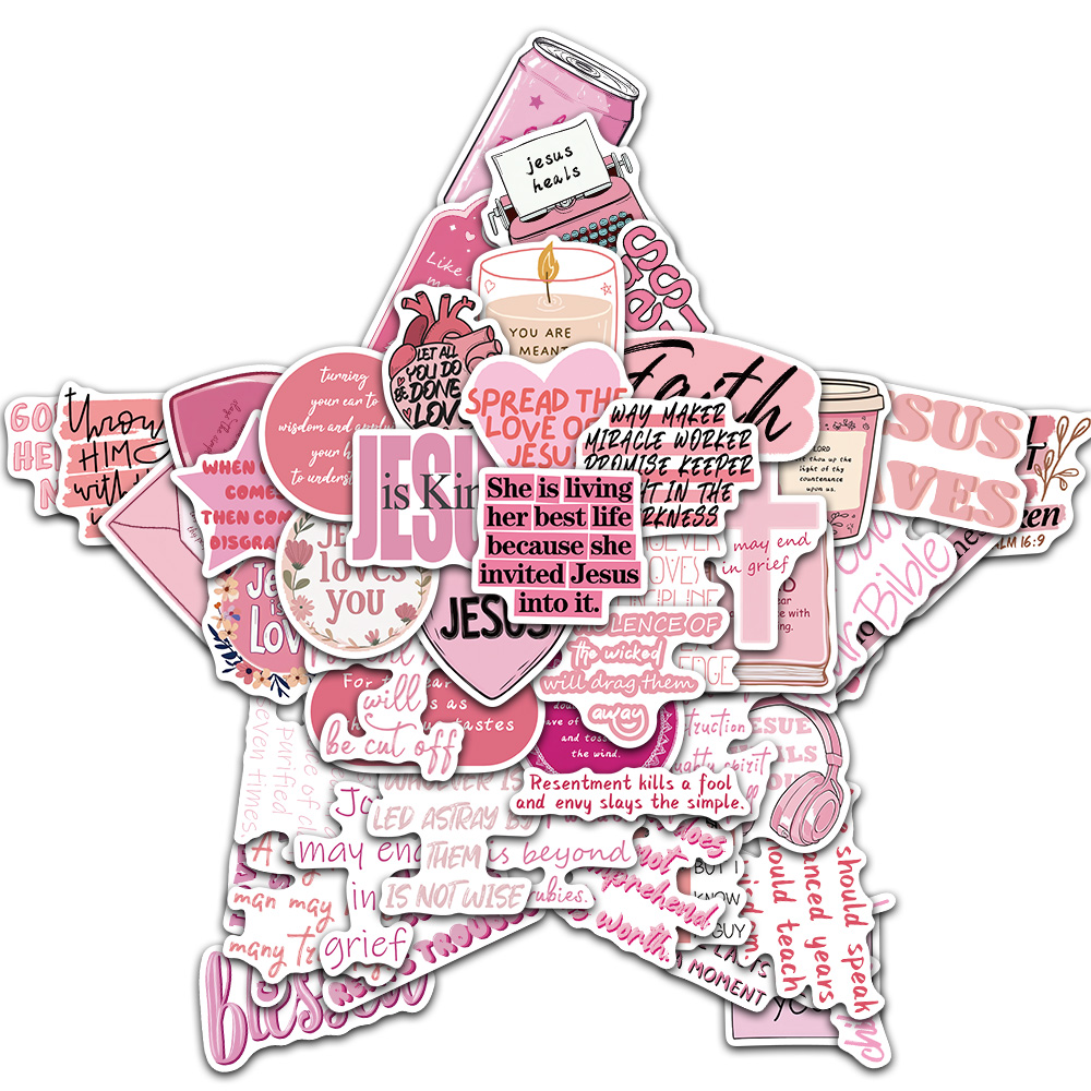 Phone Cases Jesus - 50/100PCS Pink Bible Jesus Graffiti Stickers