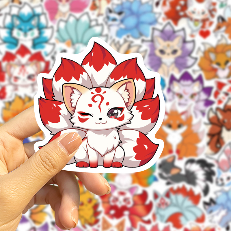 Phone Cases Kids - 50PCS Cute Cartoon Nine-Tailed Fox Graffiti