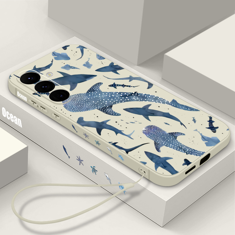 Phone Cases For Samsung A14 - Whale Pattern Lanyard Case For Samsung