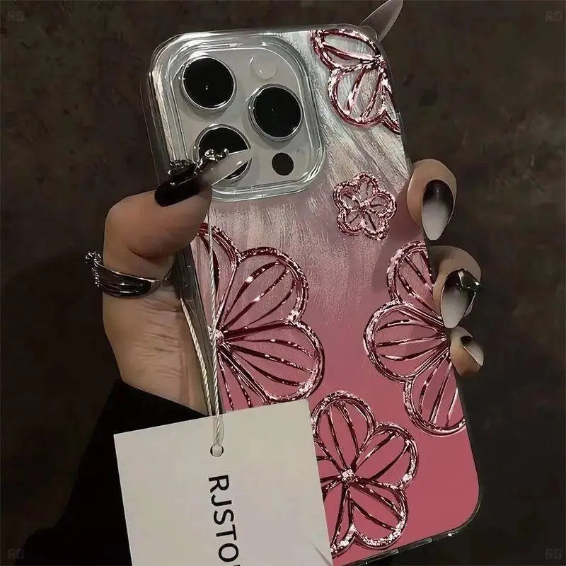Phone Cases You Can Design - Fashionable Gradient Glass Flower High-End Feather
