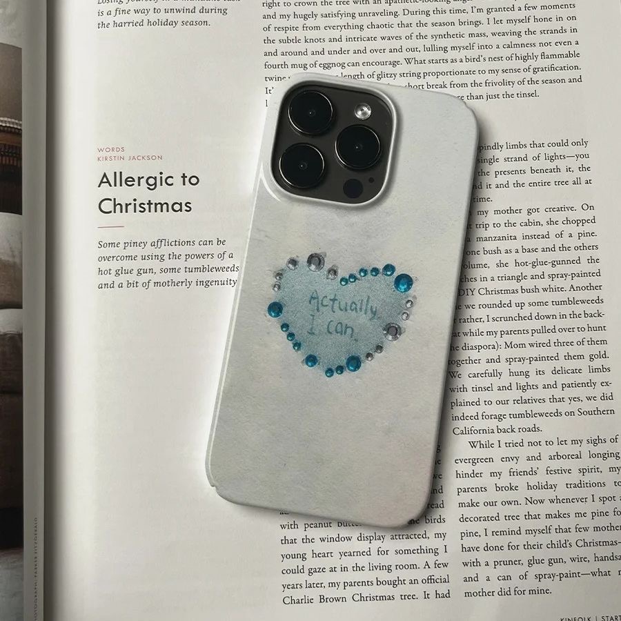 Phone Cases You Can Design - Sparkly Heart Design Empowering Text 