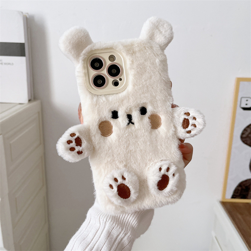 Korean 3D Cartoon Bear Fluffy  - Phone Cases For Iphone 17 review and price