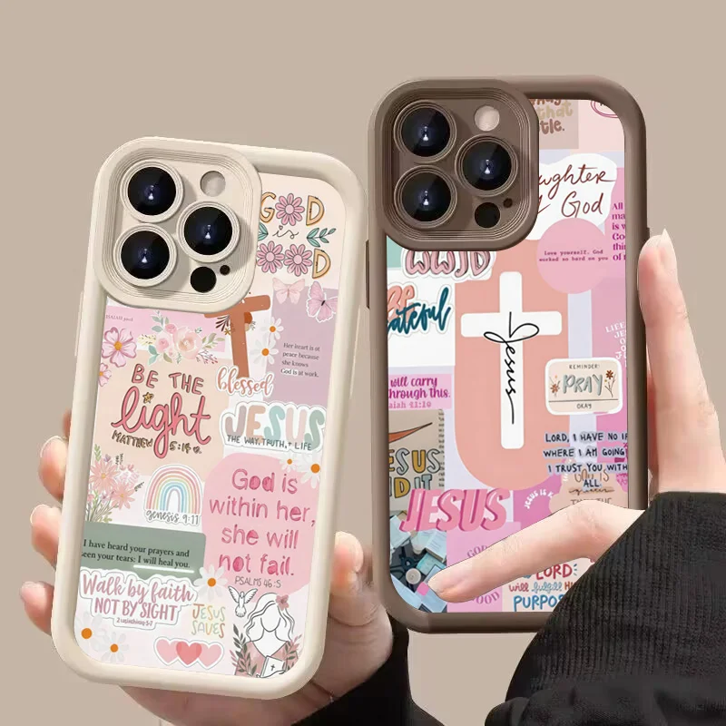 Slogan With Pink Cross Graphic - Phone Cases Jesus review and price