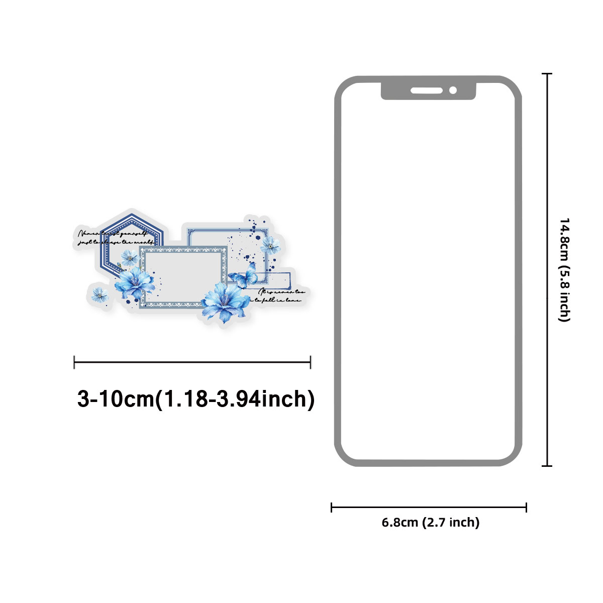 10pcs Blue Floral Girl Sticker - Phone Cases Kids review and price